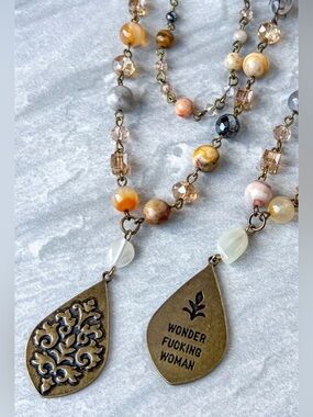 Wonder Woman Fleur Gold and Multi-Color Beaded Necklace